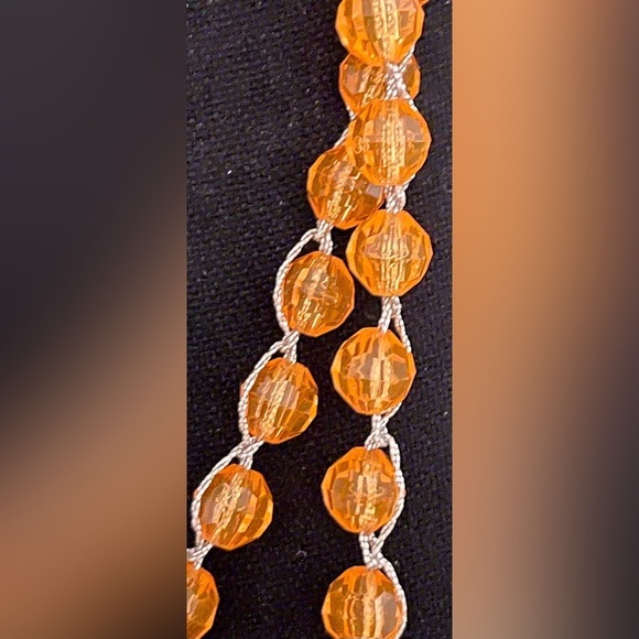 Faceted Orange Beaded Necklace with Silver Chain School Color Tennessee Fan Gift - Picture 6 of 6